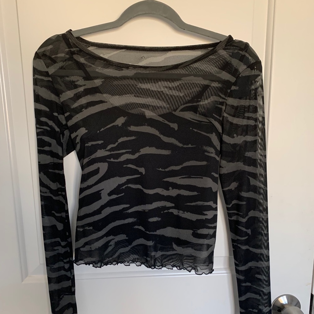 Abercrombie & Fitch sheer long sleeve cropped top